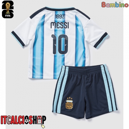 Argentina Lionel Messi #10 Prima Maglia Bambino Mondiali 2026 Manica Corta (+ Pantaloni corti)